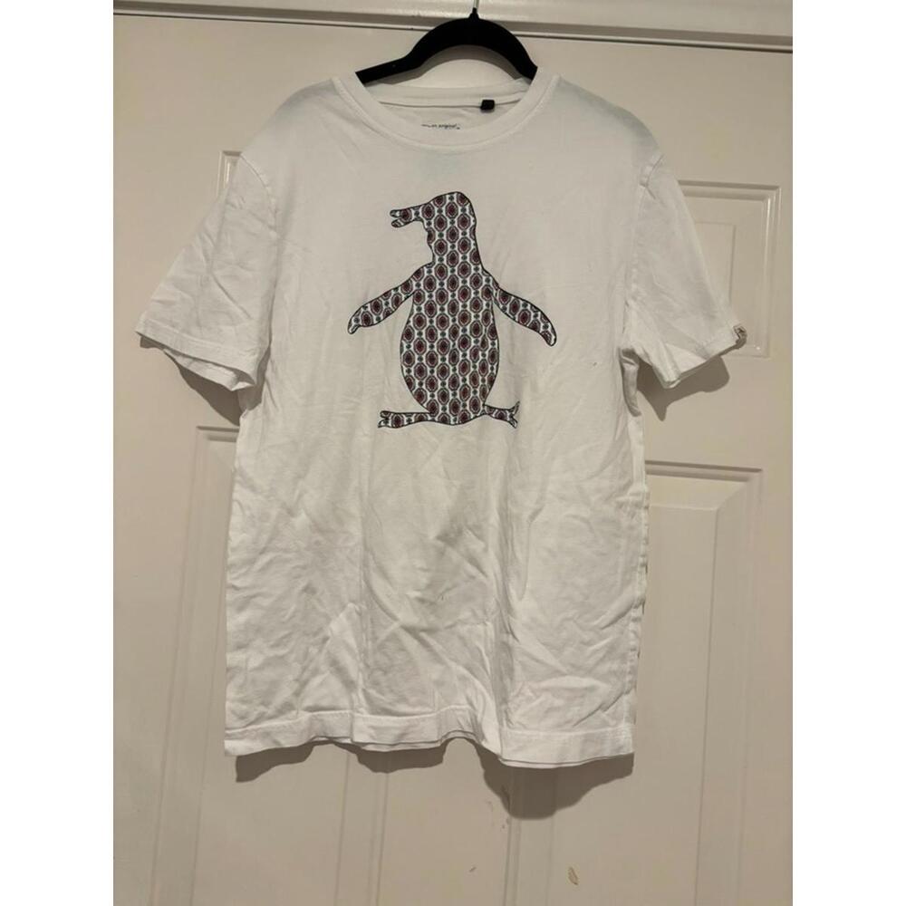 Men's Penquin brand white t shirt size large #379